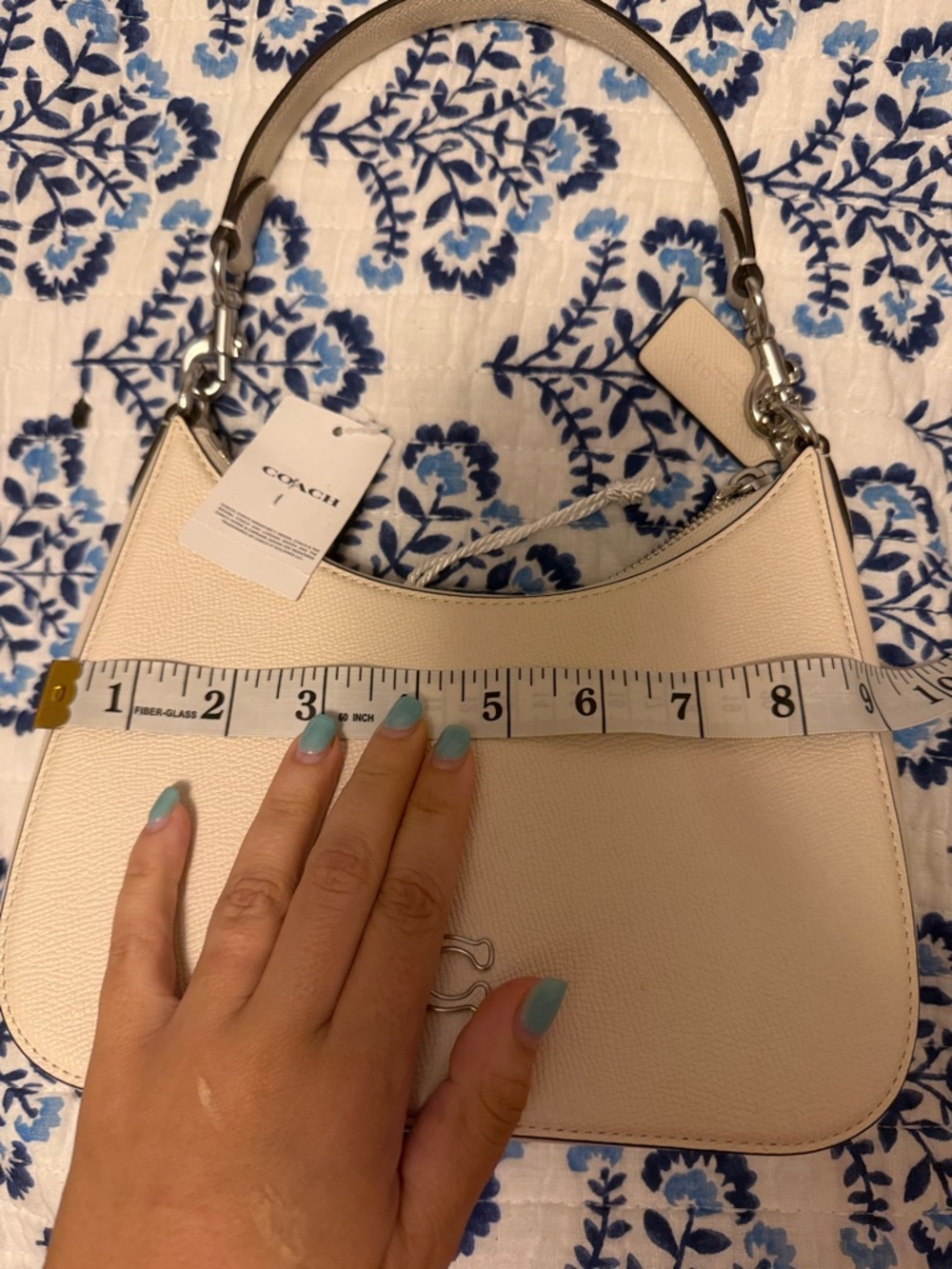 Coach Pebbled Leather Shoulder Bag in Chalk/Beige - Picture 7 of 8